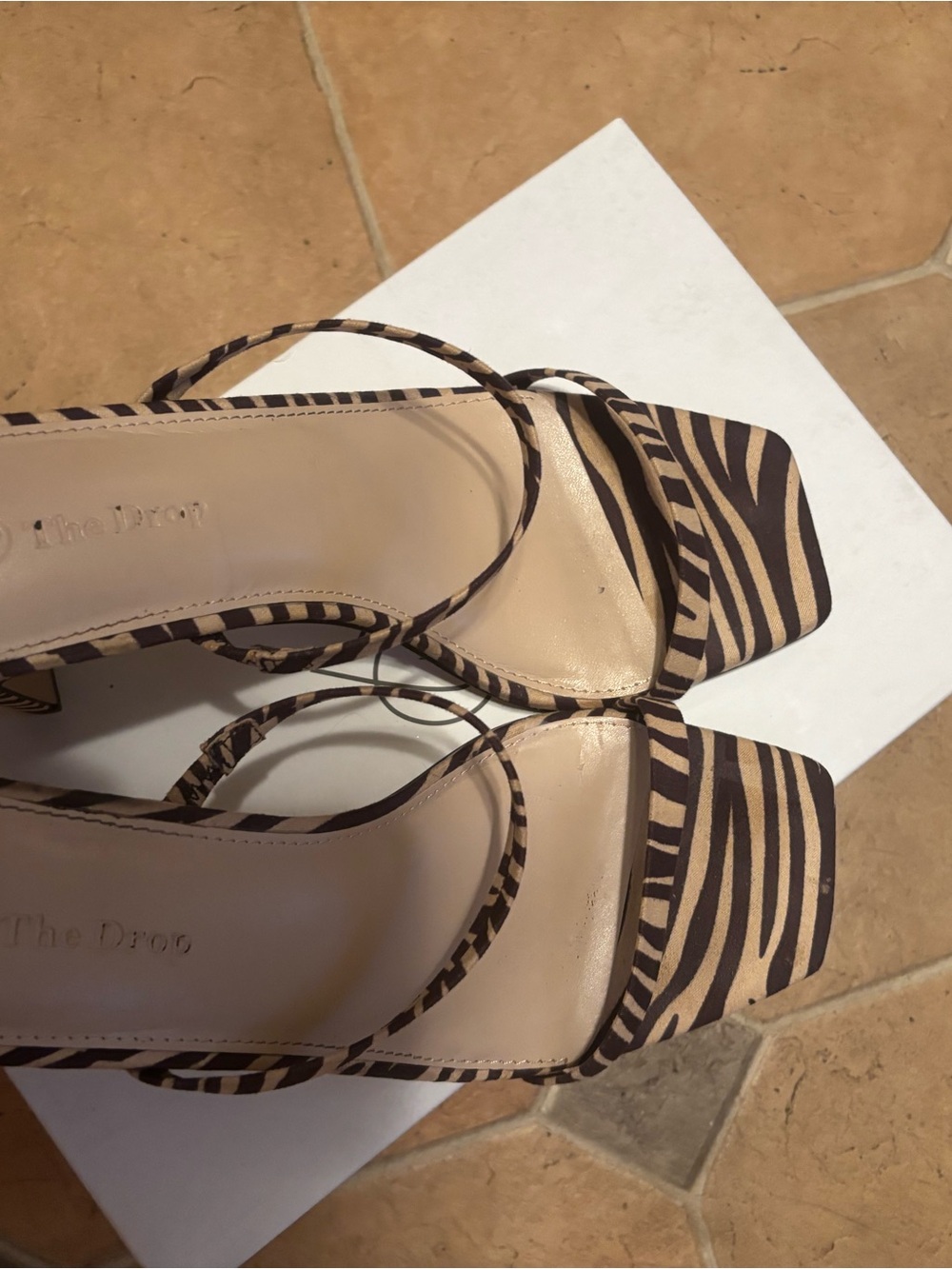Women's Zebra-Print Strappy Sandals in Brown/Beige